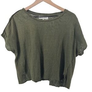 Apiece Apart Linen Knit Boxy Tee Women S Olive Green Cropped Relaxed Minimalist